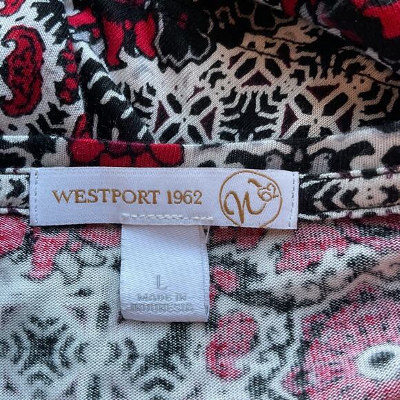 Westport 1962 Multicolor Long Sleeve Flutter Bell Sleeve Long Tunic Top L - Picture 5 of 8